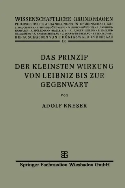 Cover of Das Prinzip Der Kleinsten Wirkung Von Leibniz Bis Zur Gegenwart