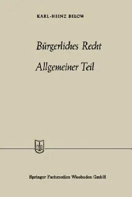 Cover of Bürgerliches Recht Allgemeiner Teil