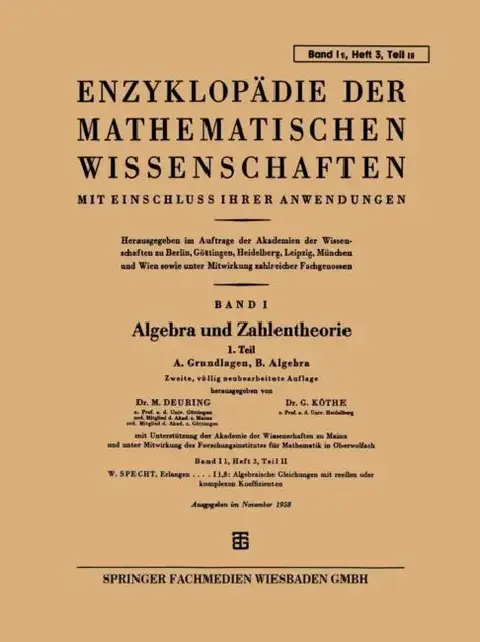 Cover of Enzyklopädie Der Mathematischen Wissenschaften Mit Einschluss Ihrer Anwendungen