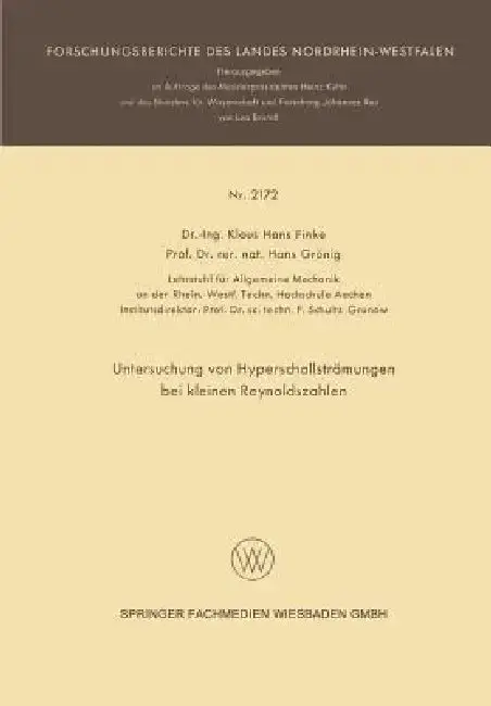 Cover of Untersuchung Von Hyperschallströmungen Bei Kleinen Reynoldszahlen