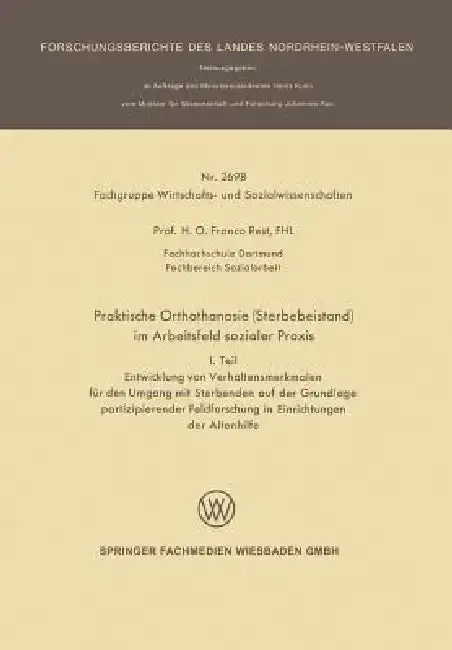 Cover of Praktische Orthothanasie (Sterbebeistand) Im Arbeitsfeld Sozialer PRAXIS