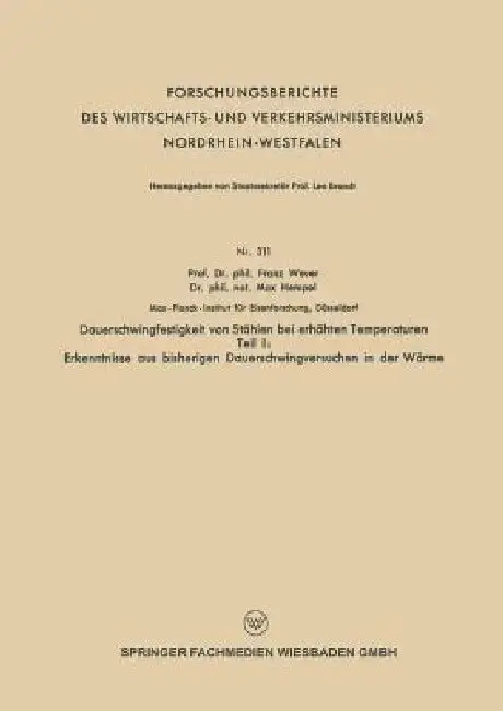 Cover of Dauerschwingfestigkeit Von Stählen Bei Erhöhten Temperaturen