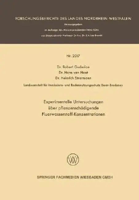 Cover of Experimentelle Untersuchungen Über Pflanzenschädigende Fluorwasserstoff-Konzentrationen