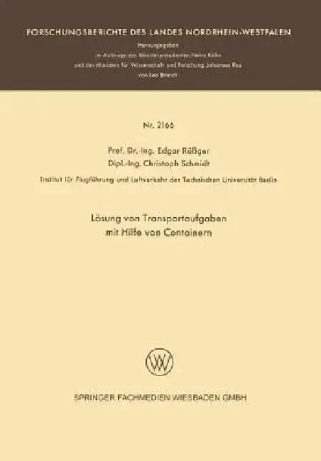 Cover of Lösung Von Transportaufgaben Mit Hilfe Von Containern