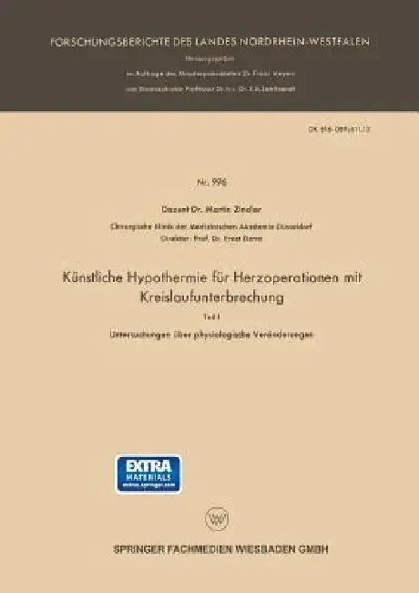 Cover of Künstliche Hypothermie Für Herzoperationen Mit Kreislaufunterbrechung