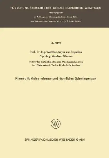 Cover of Kinematik Kleiner Ebener Und Räumlicher Schwingungen