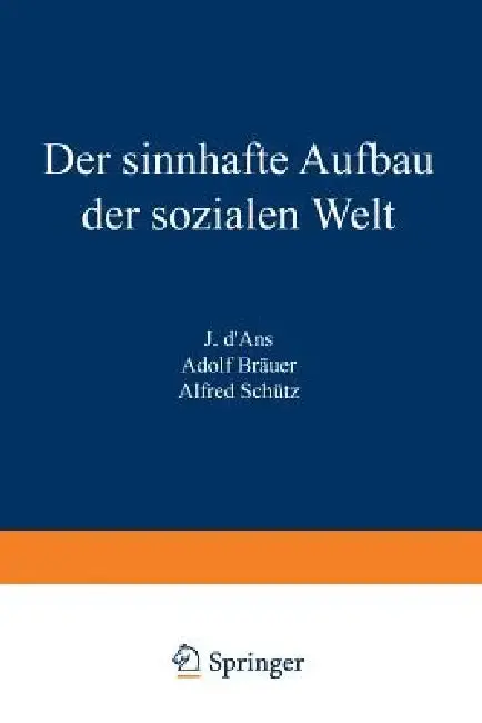 Cover of Der Sinnhafte Aufbau Der Sozialen Welt