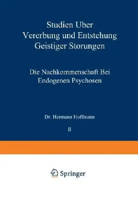 Cover of Studien Über Vererbung Und Entstehung Geistiger Störungen