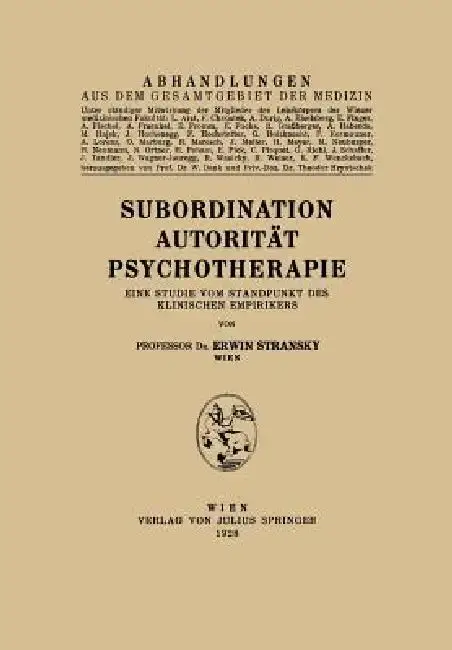 Cover of Subordination Autorität Psychotherapie