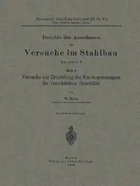 Cover of Versuche Zur Ermittlung Der Knickspannungen Für Verschiedene Baustähle