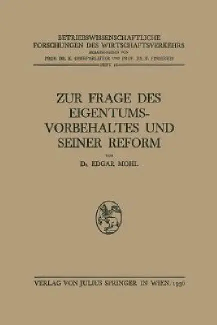 Cover of Zur Frage Des Eigentumsvorbehaltes Und Seiner Reform