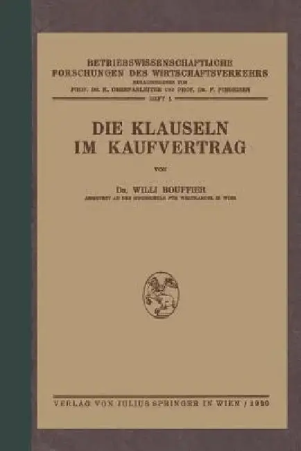 Cover of Die Klauseln Im Kaufvertrag