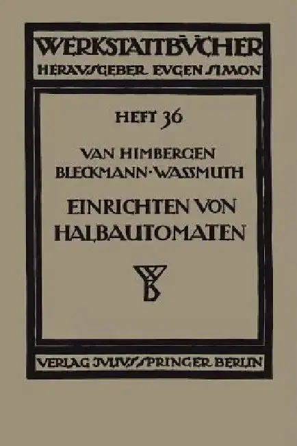Cover of Das Einrichten Von Halbautomaten