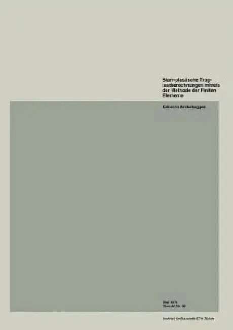 Cover of Starr-Plastische Traglastberechnungen Mittels Der Methode Der Finiten Elemente