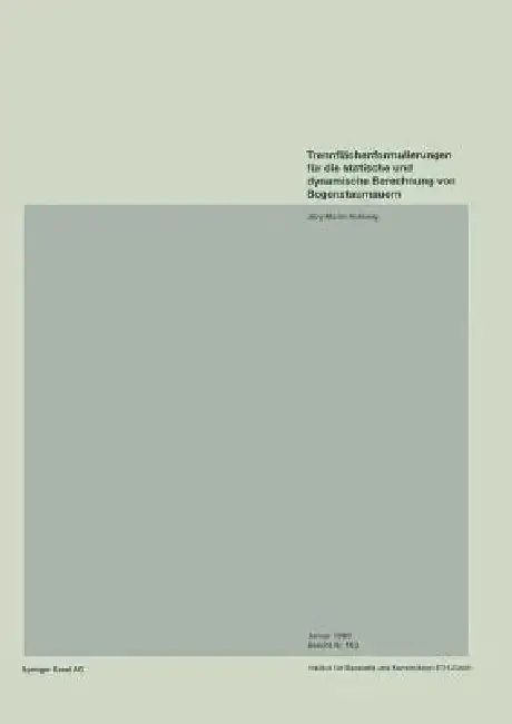 Cover of Trennflächenformulierungen Für Die Statische Und Dynamische Berechnung Von Bogenstaumauern