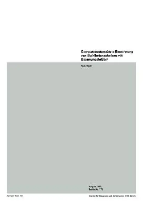 Cover of Computerunterstützte Berechnung Von Stahlbetonscheiben Mit Spannungsfeldern