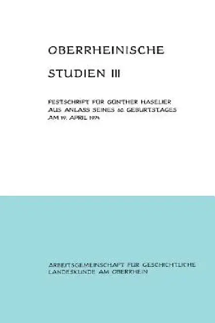 Cover of Oberrheinische Studien Band III