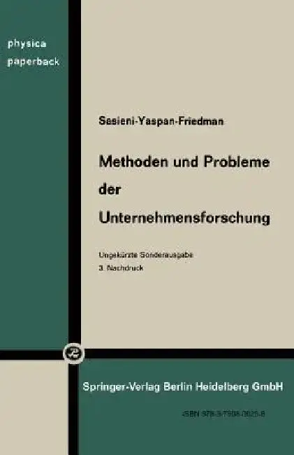 Cover of Methoden Und Probleme Der Unternehmensforschung