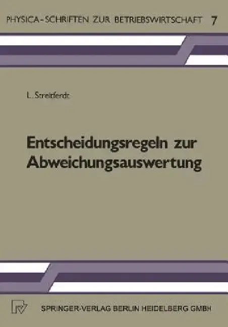 Cover of Entscheidungsregeln Zur Abweichungsauswertung