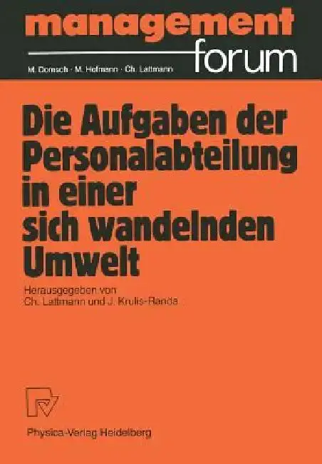 Cover of Die Aufgabe Der Personalabteilung in Einer Sich Wandelnden Umwelt