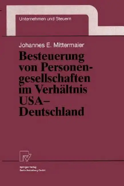Cover of Besteuerung Von Personengesellschaften Im Verhältnis USA -- Deutschland
