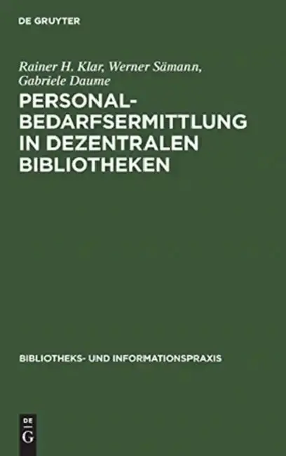 Cover of Personalbedarfsermittlung in dezentralen Bibliotheken