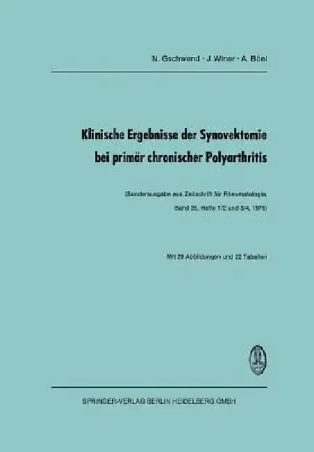 Cover of Klinische Ergebnisse Der Synovektomie Bei Primär Chronischer Polyarthritis
