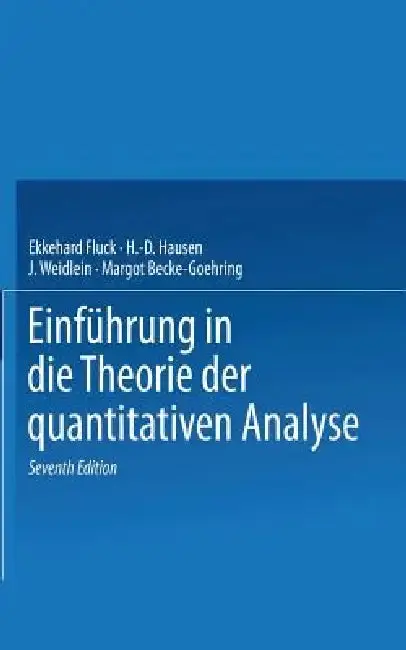 Cover of Einführung in Die Theorie Der Quantitativen Analyse