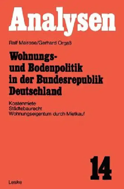 Cover of Wohnungs- Und Bodenpolitik in Der Bundesrepublik Deutschland