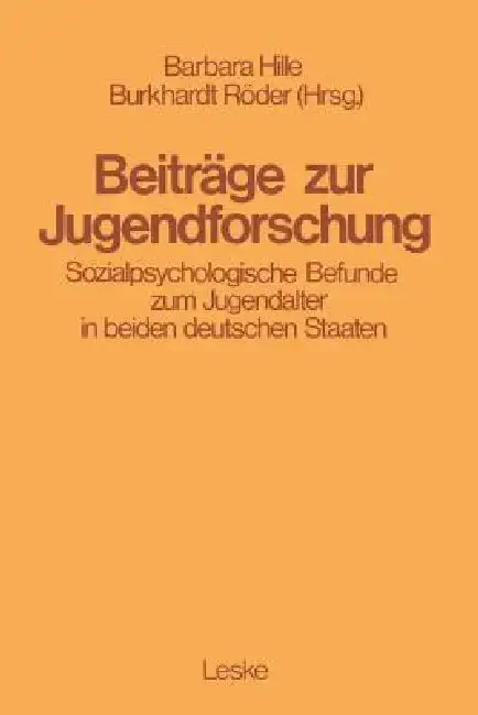 Cover of Beiträge Zur Jugendforschung