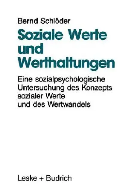 Cover of Soziale Werte Und Werthaltungen