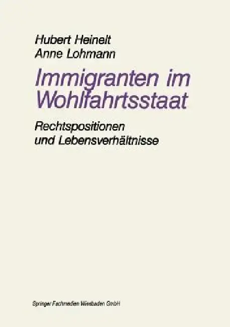 Cover of Immigranten Im Wohlfahrtsstaat