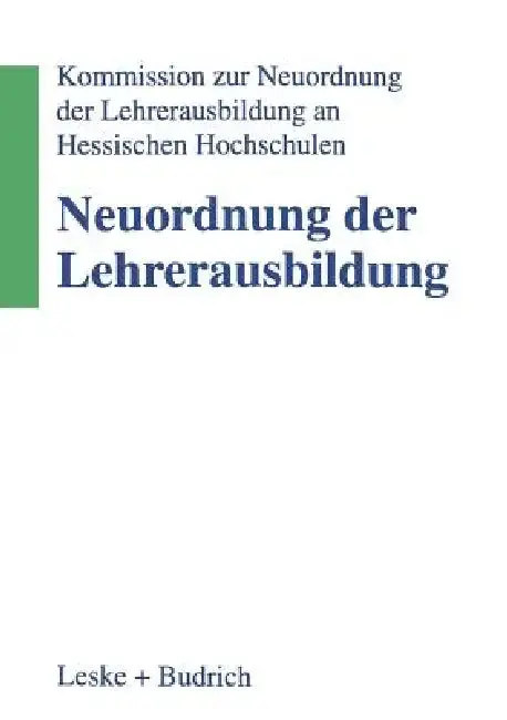 Cover of Neuordnung Der Lehrerausbildung