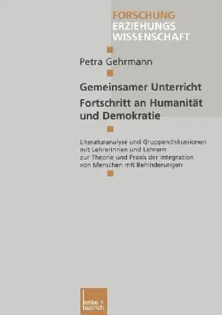 Cover of Gemeinsamer Unterricht -- Fortschritt an Humanität Und Demokratie