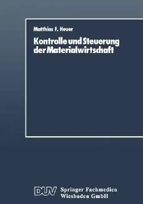 Cover of Kontrolle Und Steuerung Der Materialwirtschaft