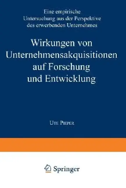 Cover of Wirkungen Von Unternehmensakquisitionen Auf Forschung Und Entwicklung