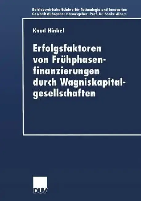Cover of Erfolgsfaktoren Von Frühphasenfinanzierungen Durch Wagniskapitalgesellschaften