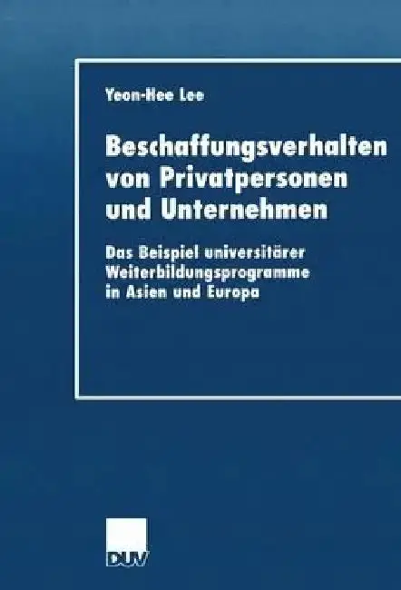 Cover of Beschaffungsverhalten Von Privatpersonen Und Unternehmen