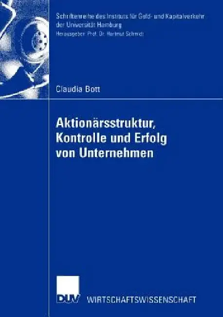 Cover of Aktionärsstruktur, Kontrolle Und Erfolg Von Unternehmen
