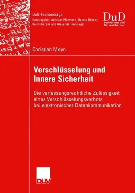 Cover of Verschlüsselung Und Innere Sicherheit
