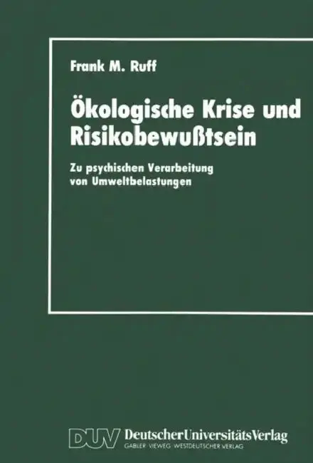 Cover of Ökologische Krise Und Risikobewußtsein