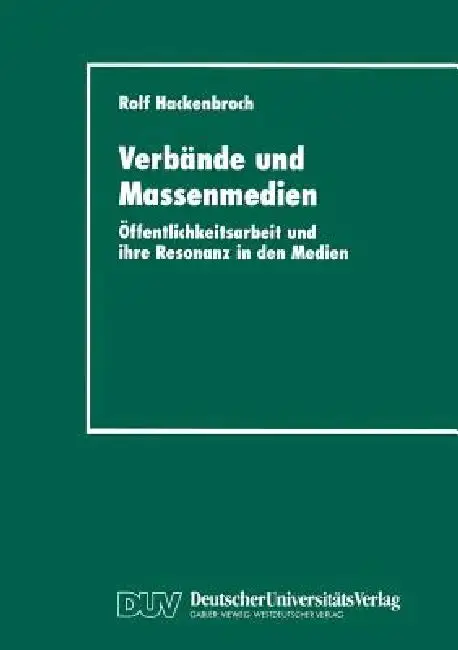 Cover of Verbände Und Massenmedien