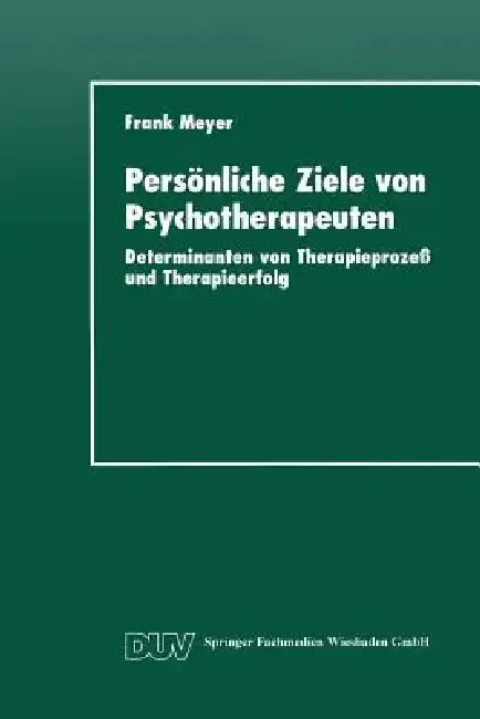 Cover of Persönliche Ziele Von Psychotherapeuten