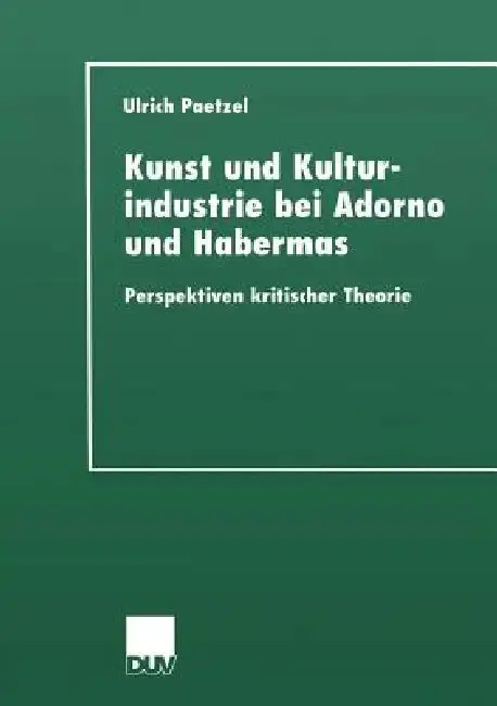 Cover of Kunst Und Kulturindustrie Bei Adorno Und Habermas
