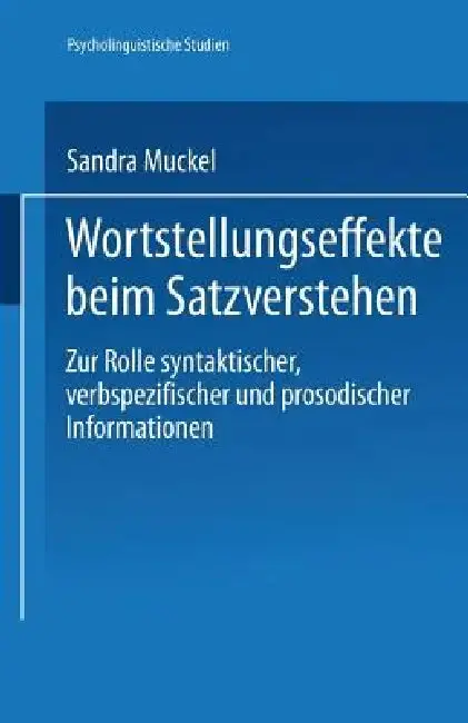 Cover of Wortstellungseffekte Beim Satzverstehen