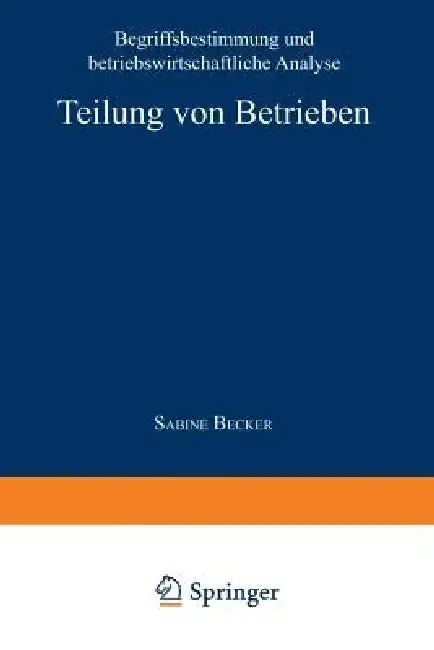 Cover of Teilung Von Betrieben