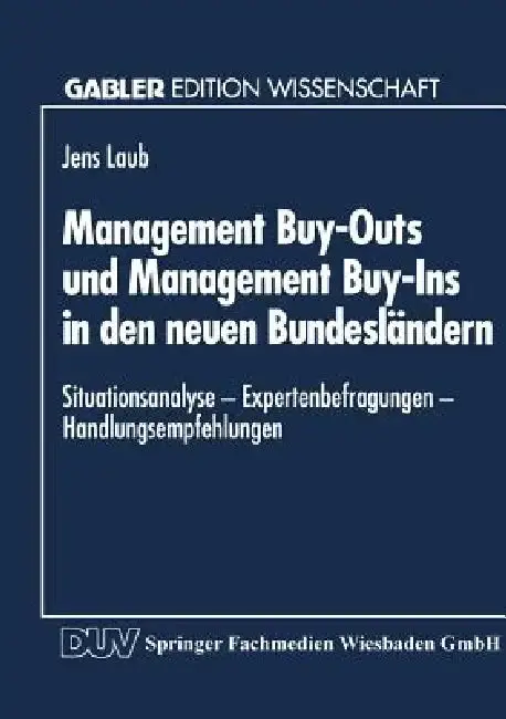 Cover of Management Buy-Outs Und Management Buy-Ins in Den Neuen Bundesländern