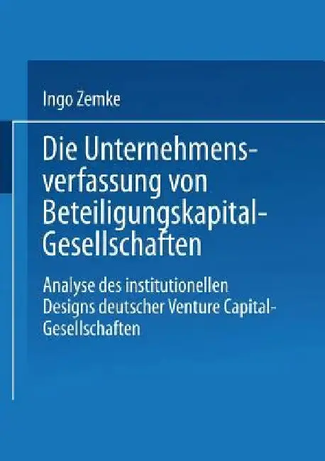 Cover of Die Unternehmensverfassung Von Beteiligungskapital-Gesellschaften