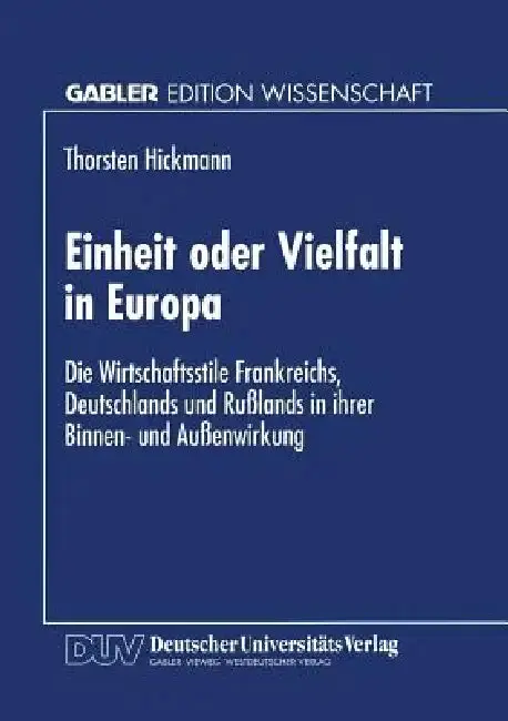 Cover of Einheit Oder Vielfalt in Europa