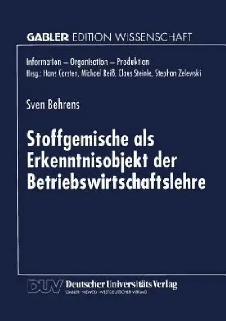 Cover of Stoffgemische ALS Erkenntnisobjekt Der Betriebswirtschaftslehre